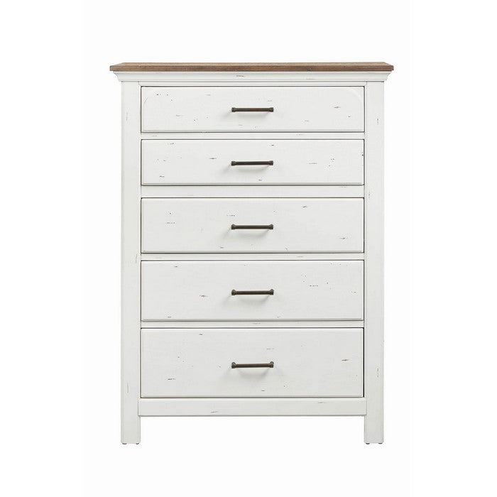 Wooden Chest with Six Spacious Drawers, White and Brown