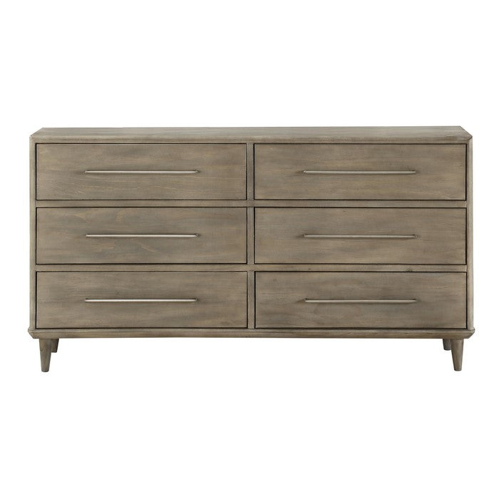 6 Drawer Wooden Dresser with Bar Handles, Antique Mocha