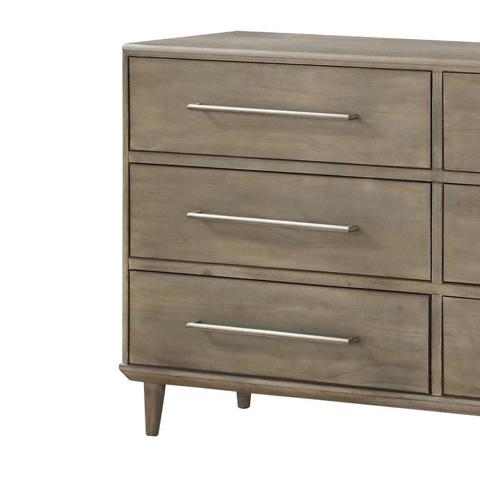 6 Drawer Wooden Dresser with Bar Handles, Antique Mocha