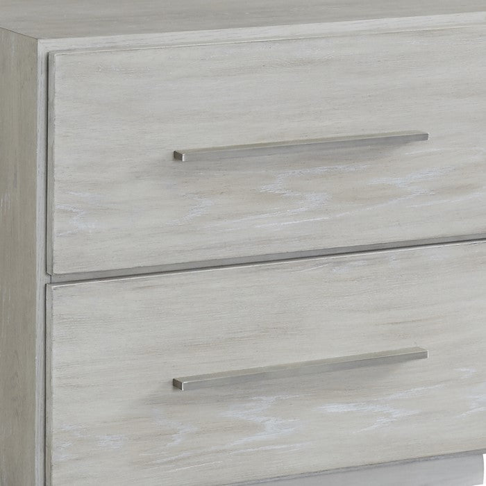 2 Drawer Miter Front Wooden Nightstand with Bar Handles, Cotton Gray