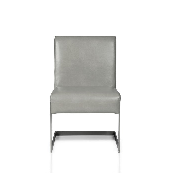Leatherette Upholstered with Dining Chair with Cantilever Base, Gray