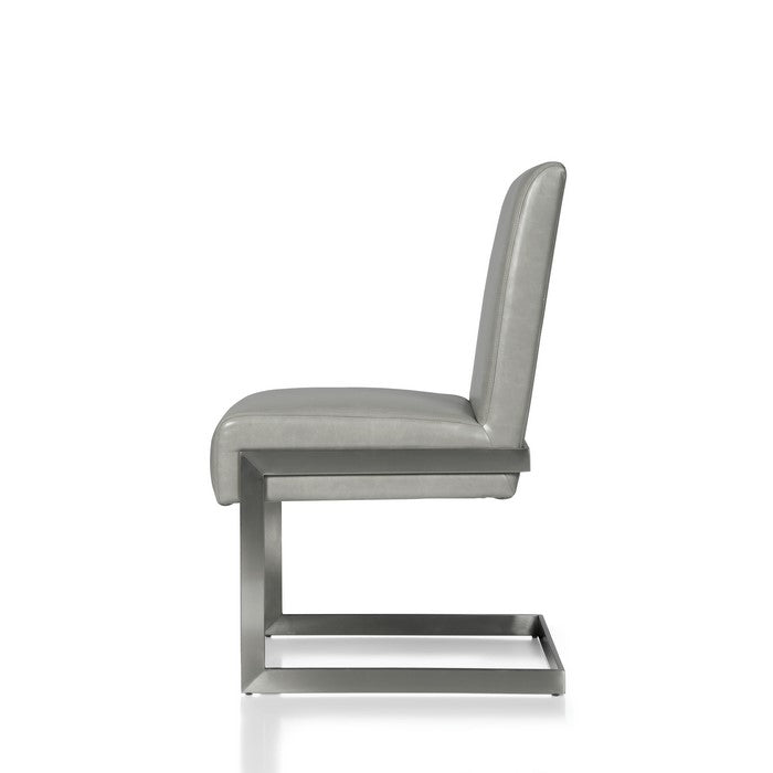 Leatherette Upholstered with Dining Chair with Cantilever Base, Gray