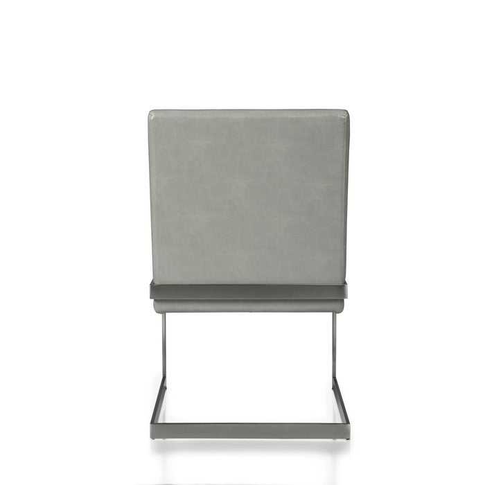 Leatherette Upholstered with Dining Chair with Cantilever Base, Gray