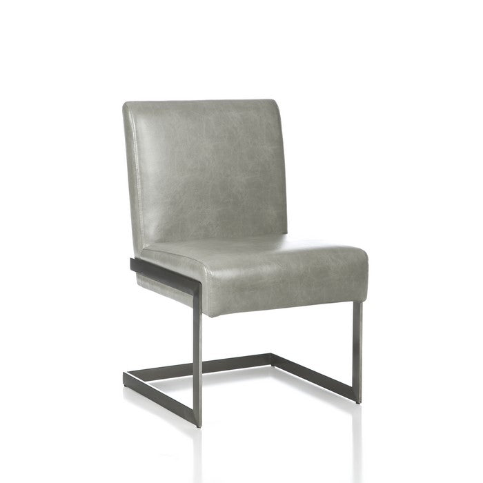 Leatherette Upholstered with Dining Chair with Cantilever Base, Gray