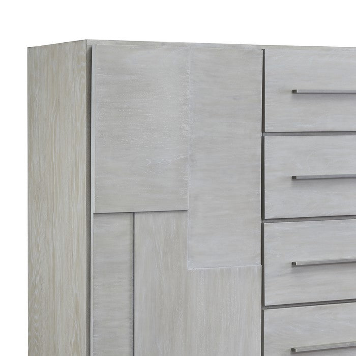 5 Drawer Wooden Chest with Bar Handles and Storage Cabinet, Cotton Gray