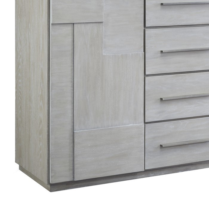 5 Drawer Wooden Chest with Bar Handles and Storage Cabinet, Cotton Gray