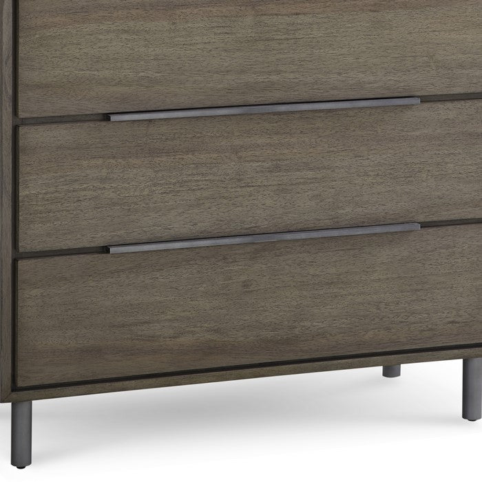5 Drawer Transitional Wooden Dresser with Tubular Legs, Brown
