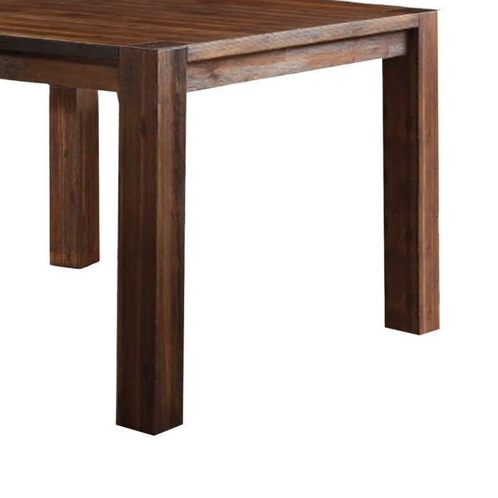 Square Wooden Center Table with Block Legs, Brick Brown