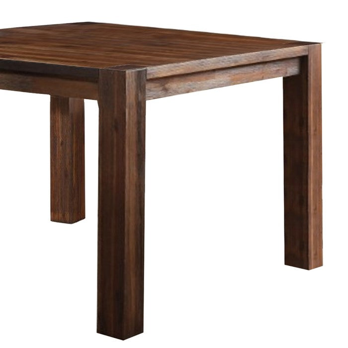Square Wooden Center Table with Block Legs, Brick Brown