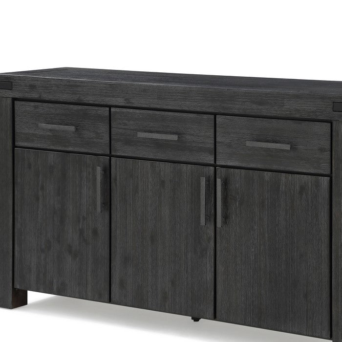 3 Drawer Wooden Sideboard with 3 Door Cabinets, Dark Gray