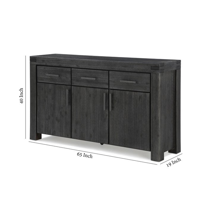 3 Drawer Wooden Sideboard with 3 Door Cabinets, Dark Gray
