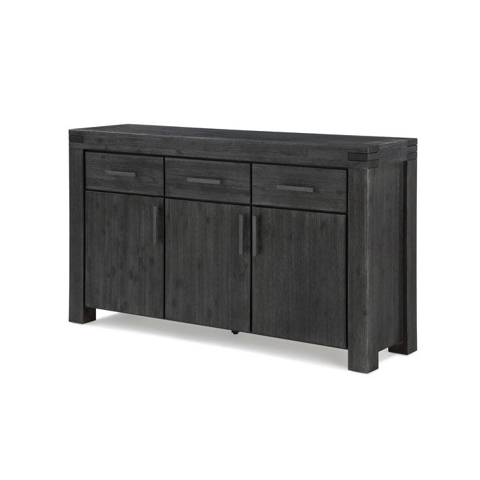 3 Drawer Wooden Sideboard with 3 Door Cabinets, Dark Gray