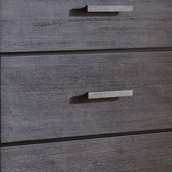 5 Drawer Wooden Chest with Block Legs and Metal Bar Pulls, Dark Gray