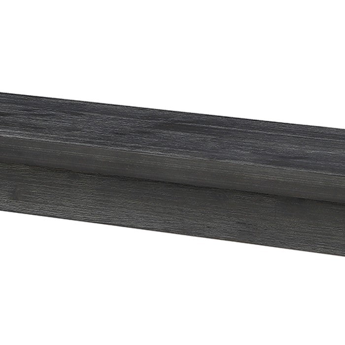 Rustic Style Wooden Bench with Block Legs, Dark Gray
