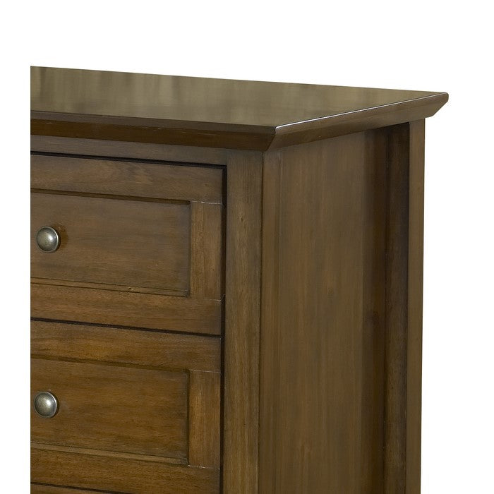 3 Drawer Wooden Nightstand with Tapered Legs and Arched Base, Brown
