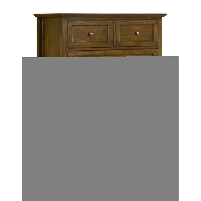 5 Drawer Wooden Chest with Tapered Legs and Arched Base, Brown