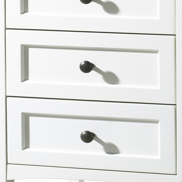 3 Drawer Wooden Nightstand with Tapered Legs and Arched Base, White