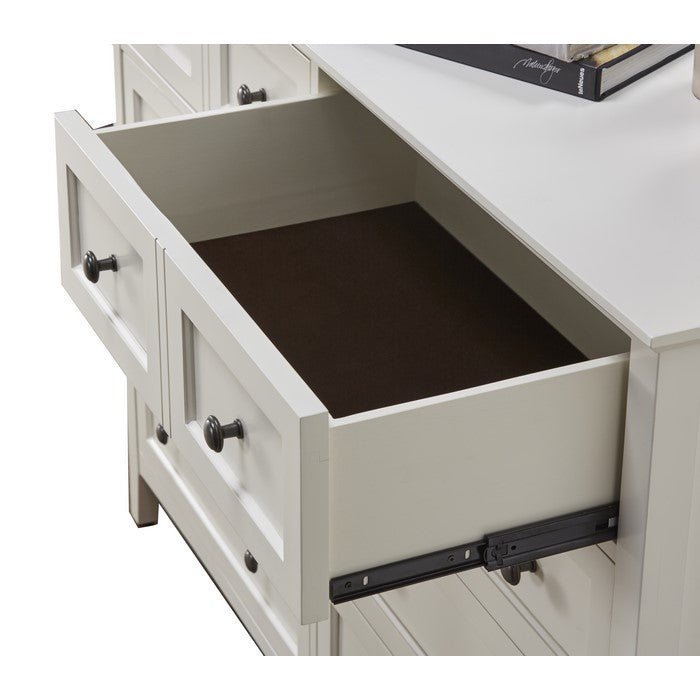 5 Drawer Wooden Chest with Tapered Legs and Arched Base, White