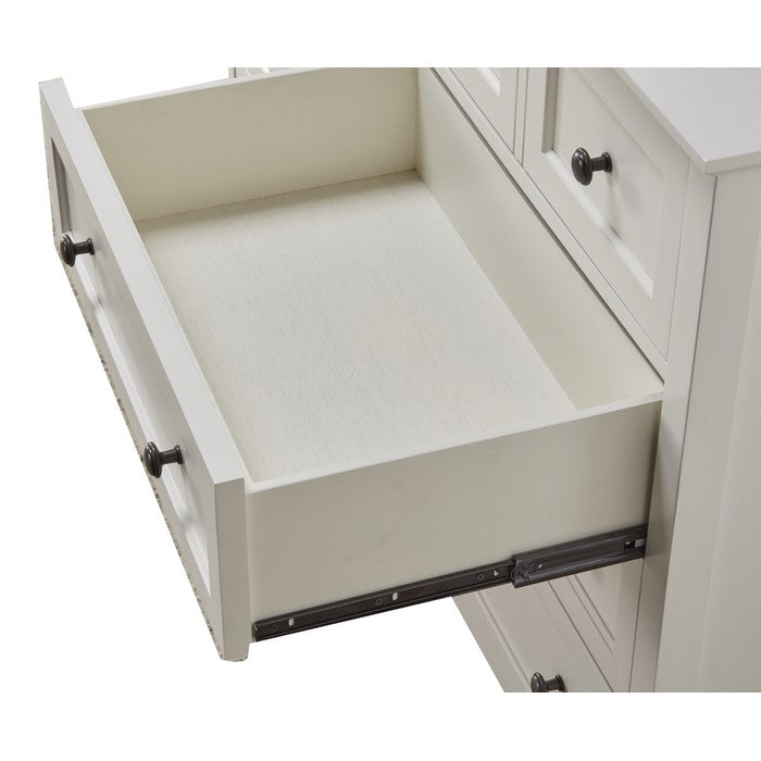 5 Drawer Wooden Chest with Tapered Legs and Arched Base, White