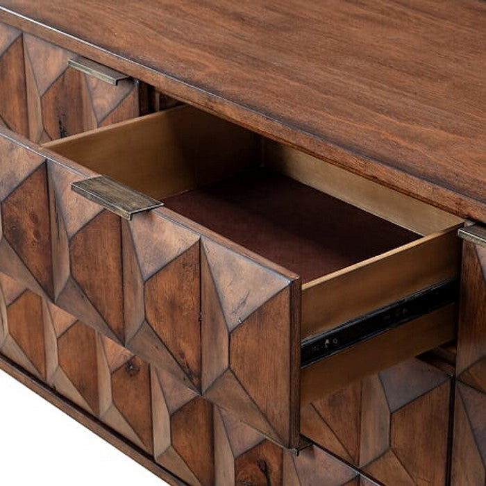 6 Drawer Dresser with Honeycomb Design and Metal Legs, Brown