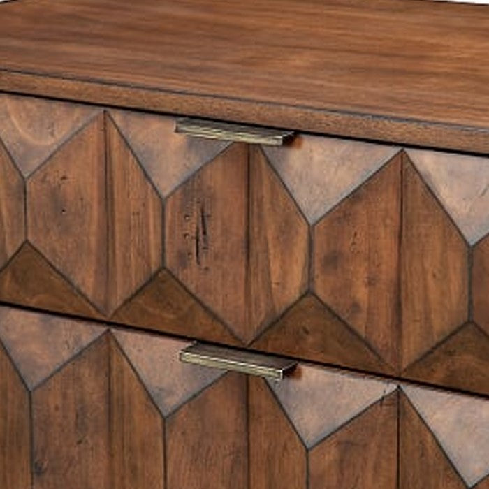 6 Drawer Dresser with Honeycomb Design and Metal Legs, Brown
