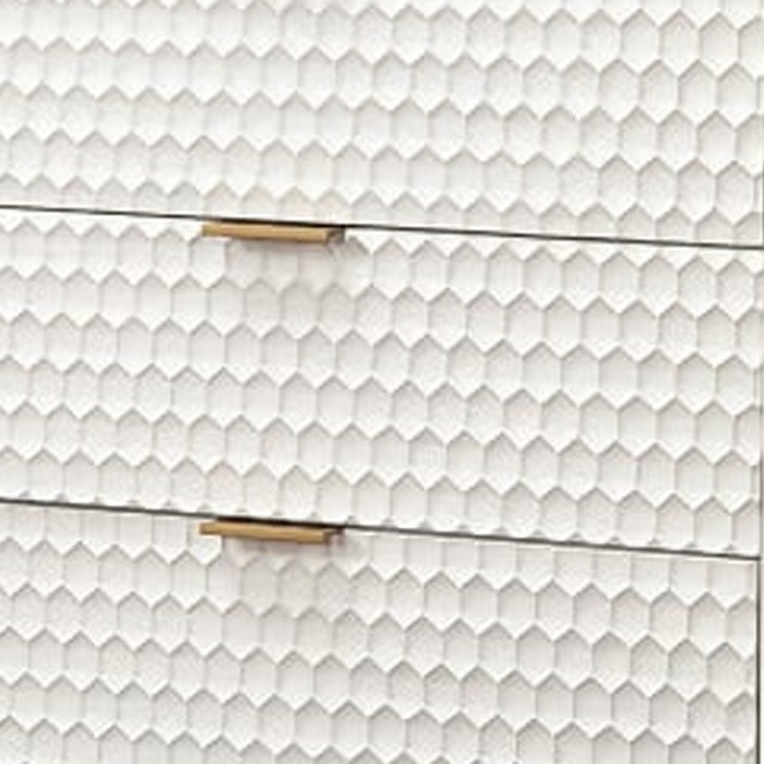Honeycomb Design 3 Drawer Chest with Metal Legs, Small, White