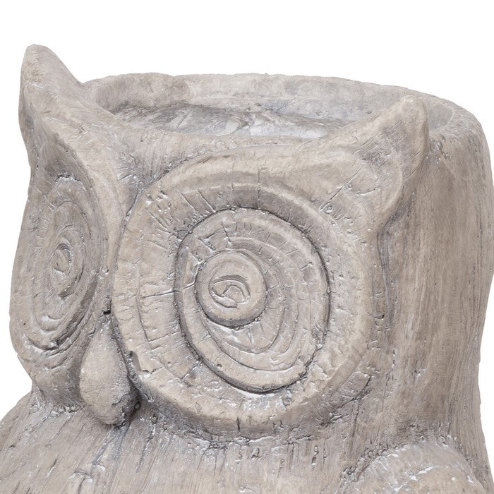Quaint Style Magnesium Owl Figurine Planter, Taupe Brown