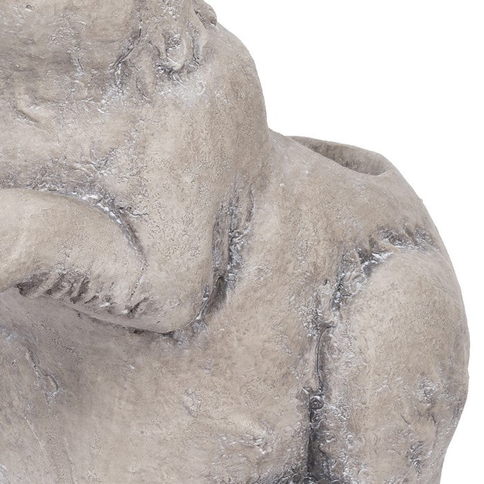Quaint Style Magnesium Rabbit Figurine Planter, Taupe Brown