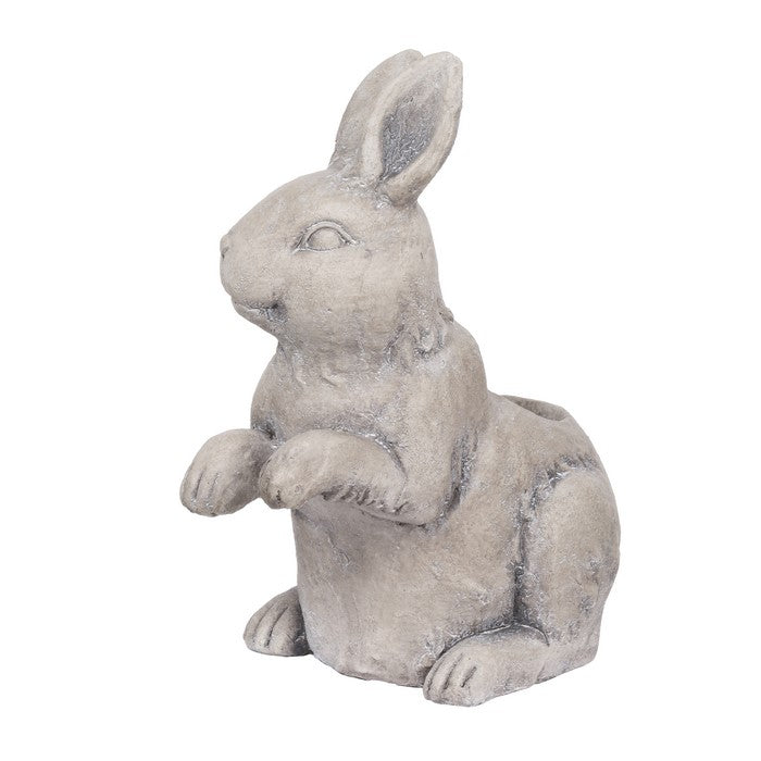 Quaint Style Magnesium Rabbit Figurine Planter, Taupe Brown