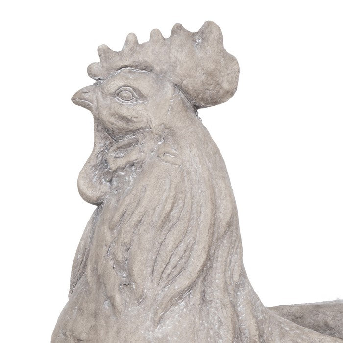 Magnesium Side Facing Rooster Figurine Planter, Taupe Brown