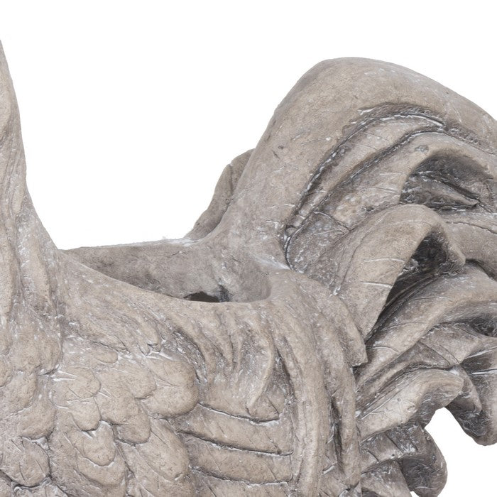 Magnesium Side Facing Rooster Figurine Planter, Taupe Brown