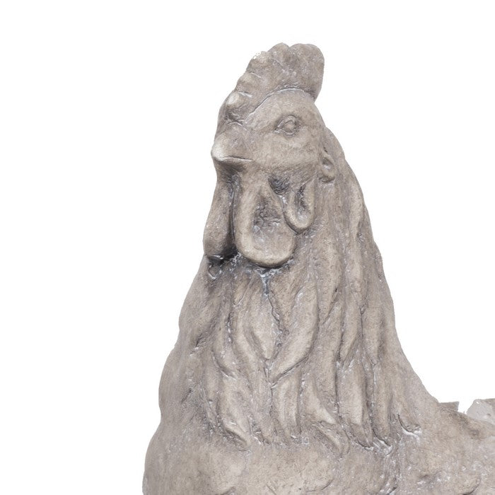 Quaint Style Magnesium Front Facing Hen Figurine Planter, Taupe Brown
