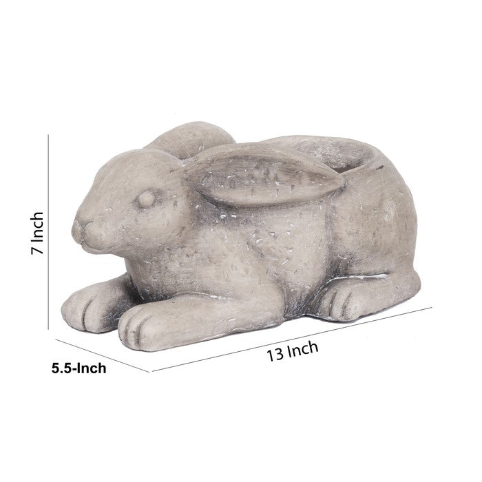 Quaint Style Magnesium Sitting Rabbit Figurine Planter, Medium, Brown