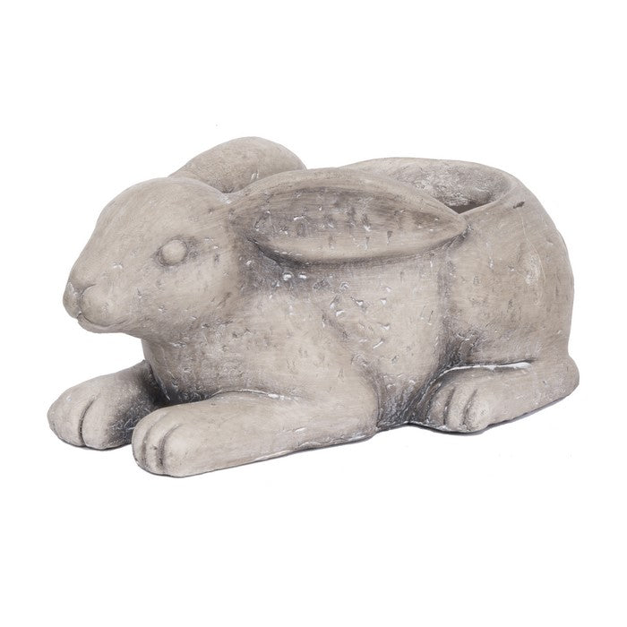 Quaint Style Magnesium Sitting Rabbit Figurine Planter, Medium, Brown