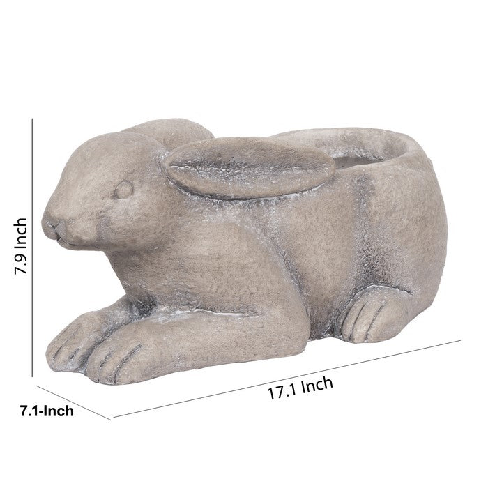 Quaint Style Magnesium Sitting Rabbit Figurine Planter, Large, Brown