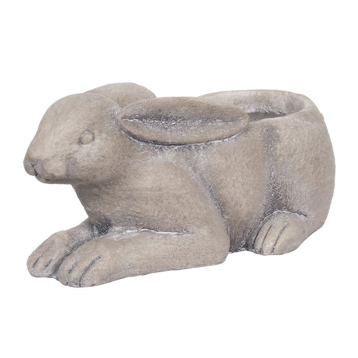 Quaint Style Magnesium Sitting Rabbit Figurine Planter, Large, Brown