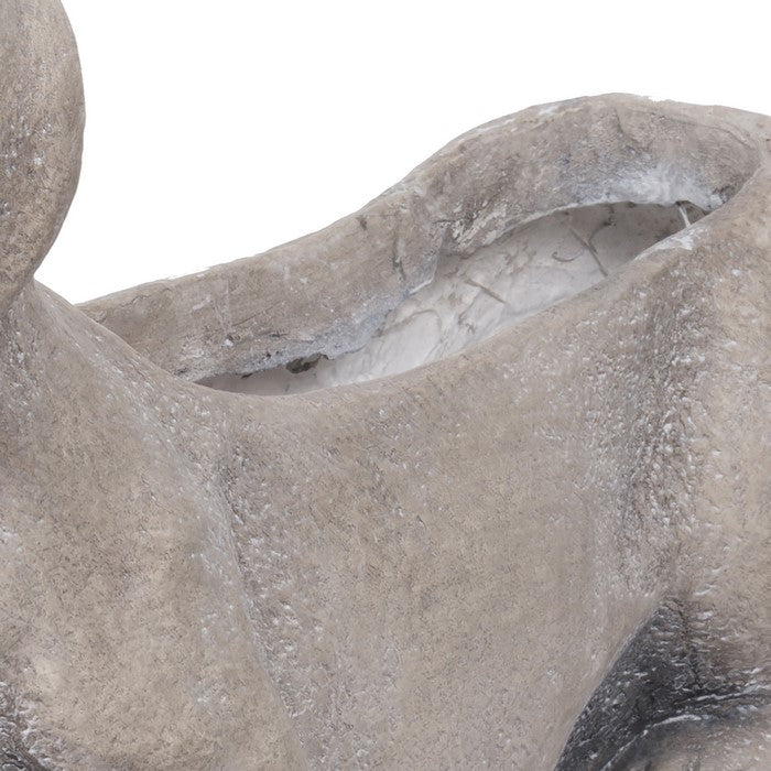 Quaint Style Magnesium Sitting Dog Figurine Planter, Taupe Brown