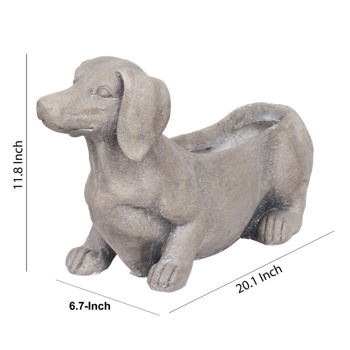 Quaint Style Magnesium Sitting Dog Figurine Planter, Taupe Brown
