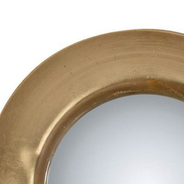 19 Inches Round Metal Wall Mirror with LED Light, Gold
