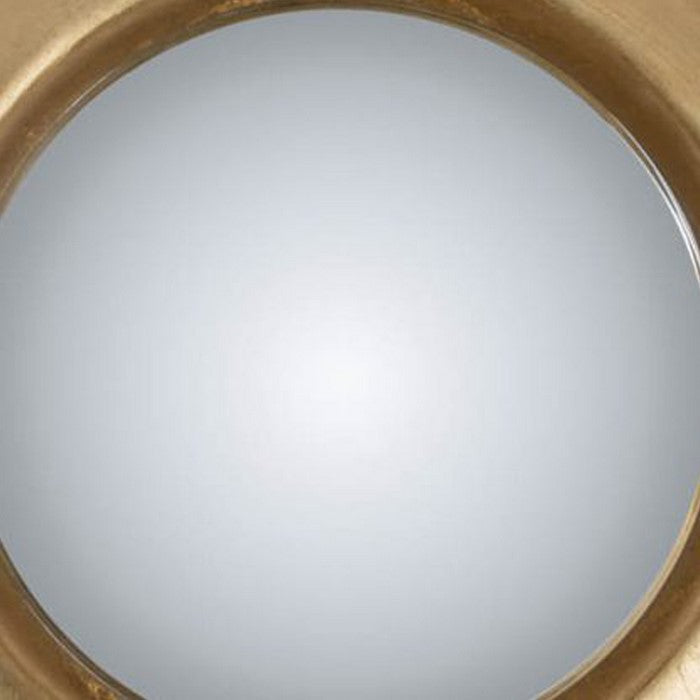 19 Inches Round Metal Wall Mirror with LED Light, Gold