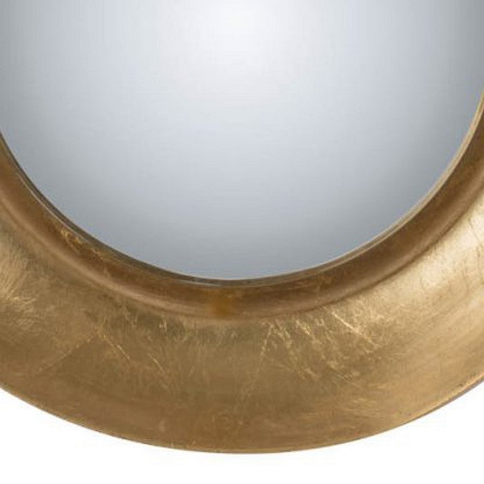 19 Inches Round Metal Wall Mirror with LED Light, Gold