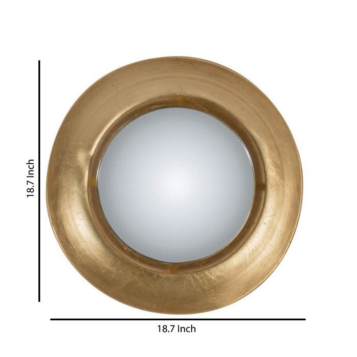 19 Inches Round Metal Wall Mirror with LED Light, Gold