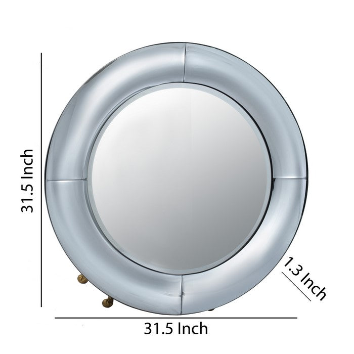 Vintage Style Metal Frame Round Wall Mirror, Silver