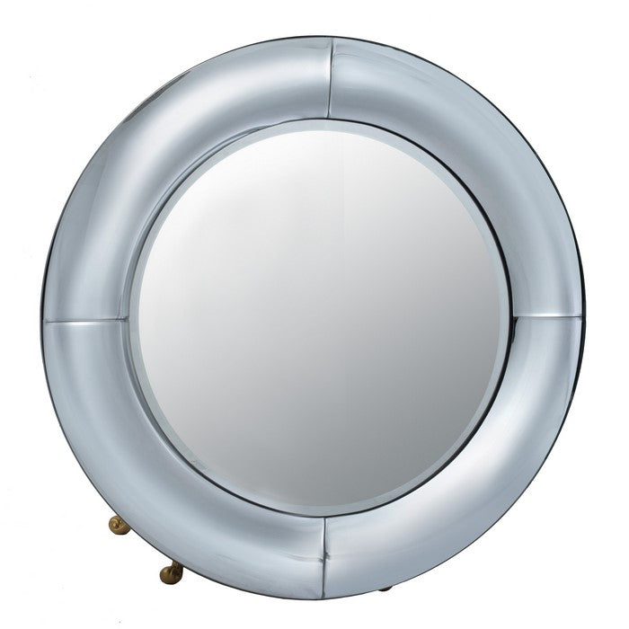 Vintage Style Metal Frame Round Wall Mirror, Silver