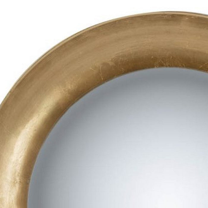 31 Inches Round Metal Wall Mirror with LED Light, Gold