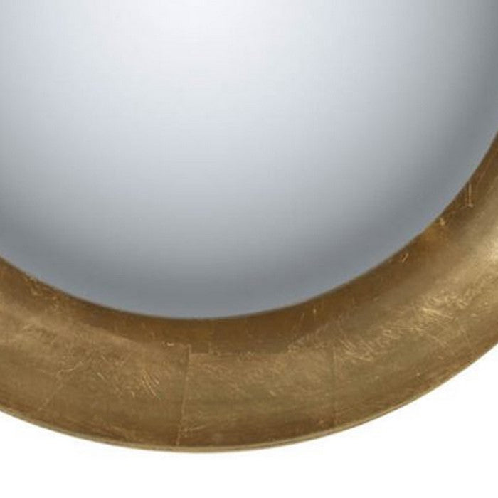 31 Inches Round Metal Wall Mirror with LED Light, Gold