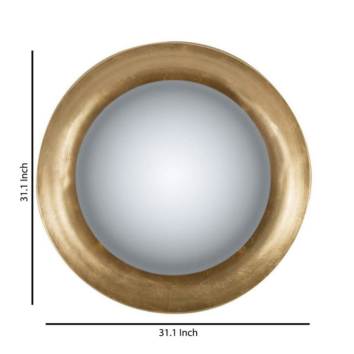 31 Inches Round Metal Wall Mirror with LED Light, Gold