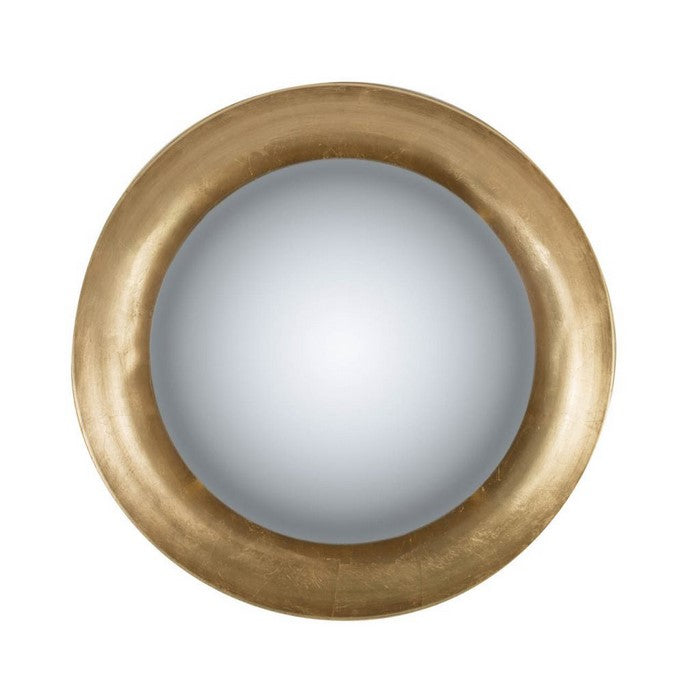 31 Inches Round Metal Wall Mirror with LED Light, Gold