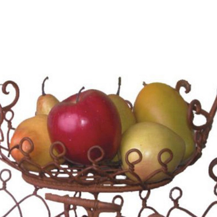Traditional Oval Shaped Metal Basket with Net Pattern, Set of 3, Brown