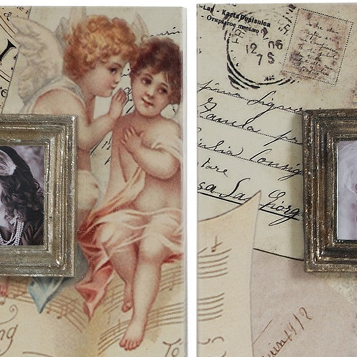 Victorian Style Rustic Square Metal Photo Frames, Set of 2, Bronze
